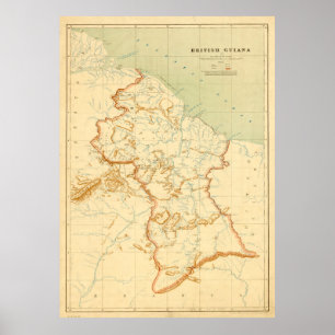 Poster Mapa do Vintage Guyana (1908)