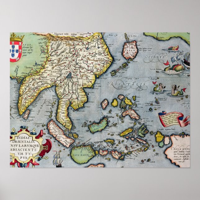 Poster Mapa do Vintage | Índia para a Nova Guiné (Frente)