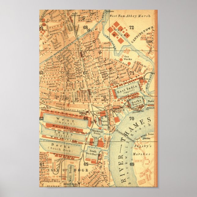 Poster Mapa do Vintage London (Frente)