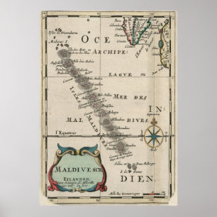 Poster Mapa do Vintage Maldives (1705)