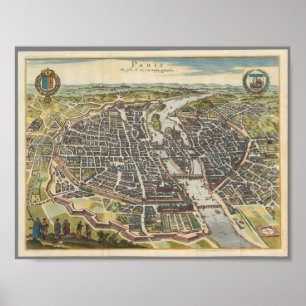 Poster Mapa do Vintage Paris
