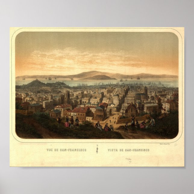 Poster Mapa do Vintage Retro San Francisco (Frente)