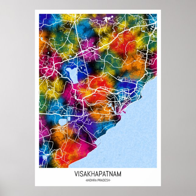 Poster Mapa do Visakhapatnam Andhra Pradesh (Frente)