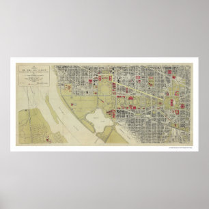 Pôster Mapa do Washington DC e da alameda 1917