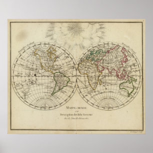 Poster Mapa dobro do hemisfério