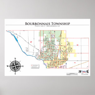 Pôster Mapa dos arredores do distrito de Bourbonnais