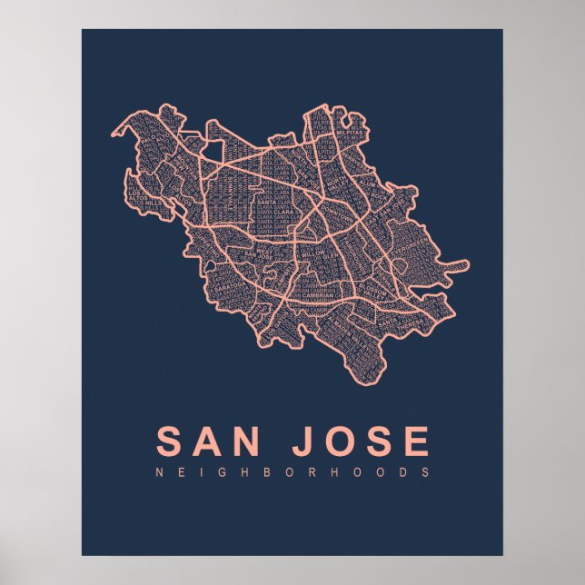 Poster Mapa dos bairros de San Jose (Frente)