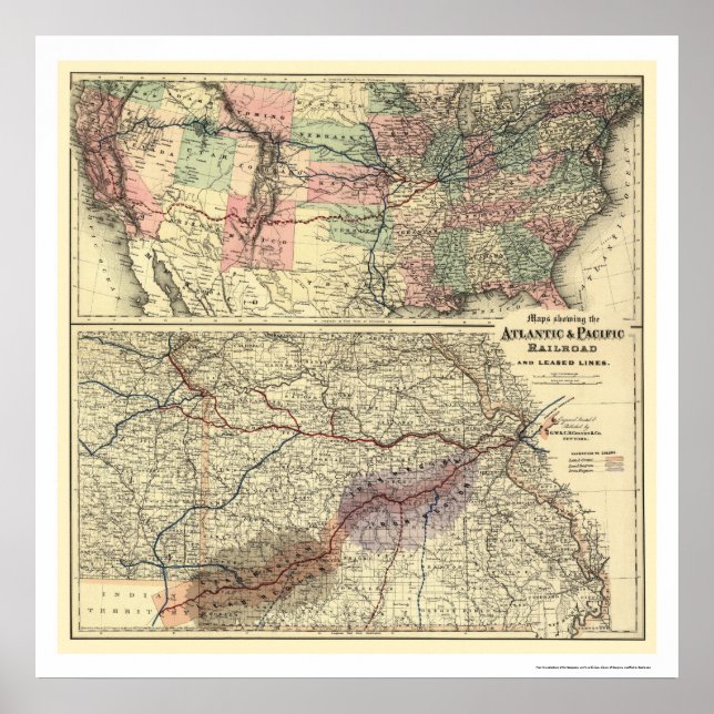 Pôster Mapa dos Caminhos de Ferro do Atlântico e do Pacíf (Frente)