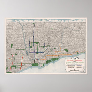 Poster Mapa dos Caminhos-de-Ferro Elevados de Chicago (19