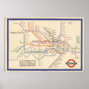 Poster Mapa dos Caminhos de Ferro Subterrâneos de Londres