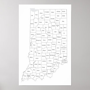 Poster Mapa dos condados do estado