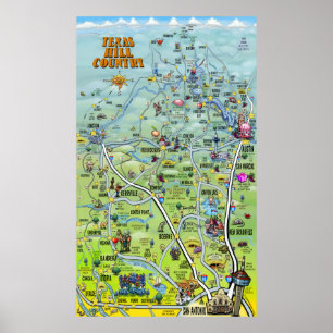 Pôster Mapa dos desenhos animados do país do monte de