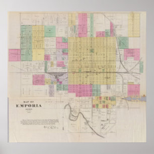 Pôster Mapa dos Emporia, Kansas