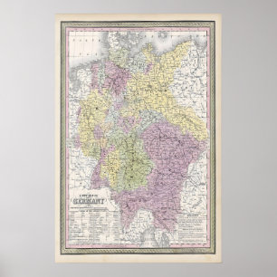 Poster Mapa dos Estados Alemães Pré-1871 História da Euro