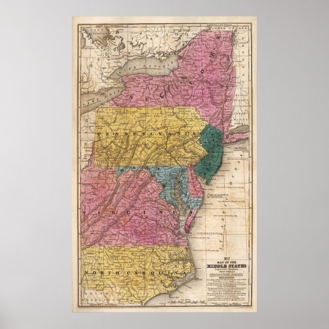 Pôster Mapa dos Estados do Médio Oriente (Frente)