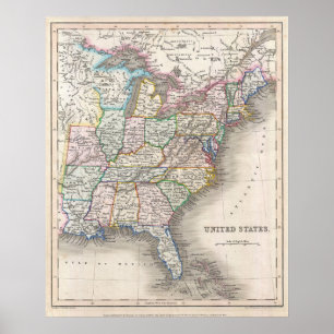 Poster Mapa dos Estados Unidos