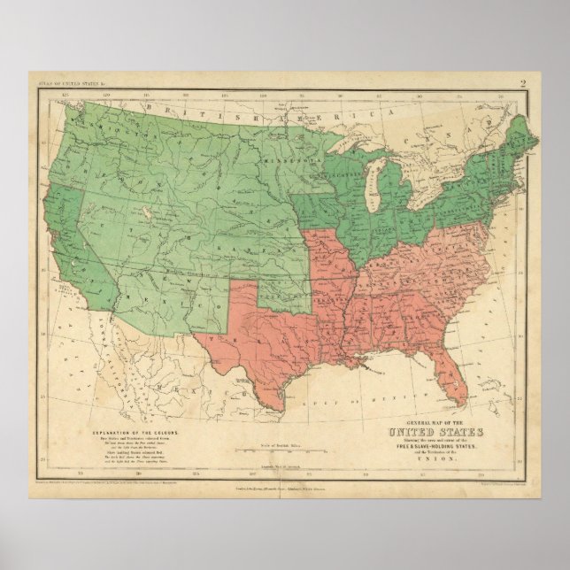 Pôster Mapa dos Estados Unidos 2 (Frente)