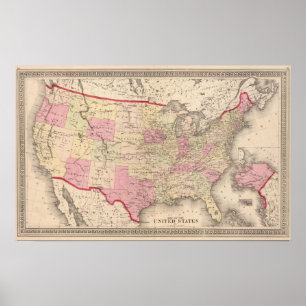 Pôster Mapa dos Estados Unidos 4