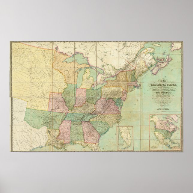 Pôster Mapa dos Estados Unidos 5 (Frente)