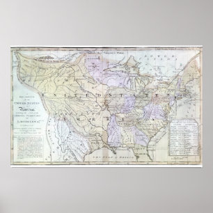 Pôster MAPA DOS ESTADOS UNIDOS, c1812