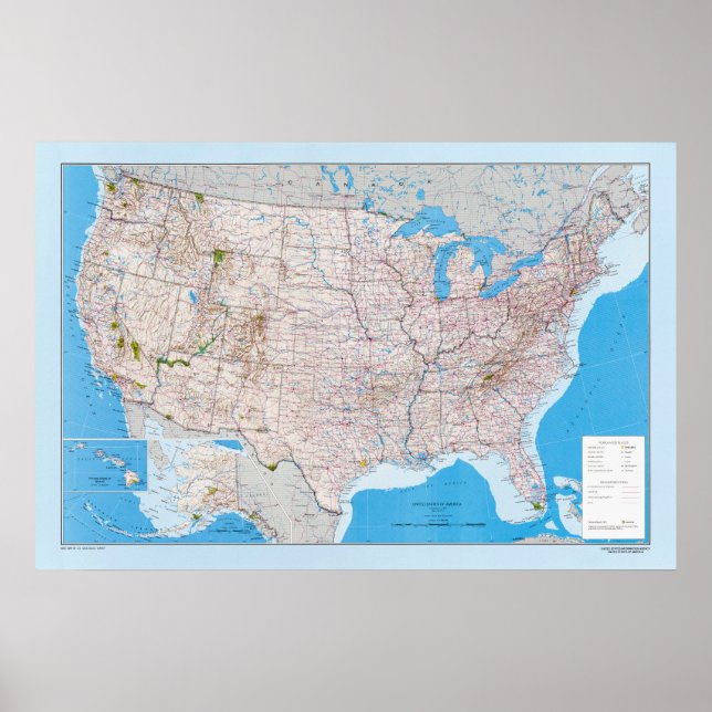 Poster Mapa dos Estados Unidos da América (Frente)