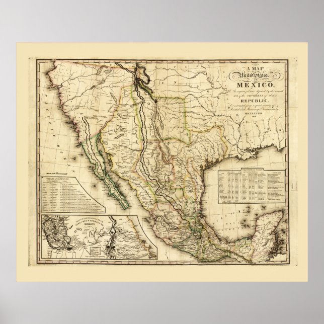 Poster Mapa dos Estados Unidos do México (1826) (Frente)