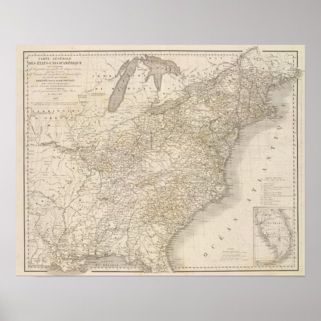 Poster Mapa dos Estados Unidos mostrando colonatos (Frente)