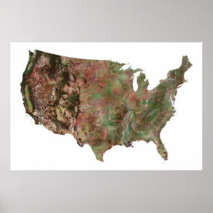 Poster Mapa dos Estados Unidos por Satélite