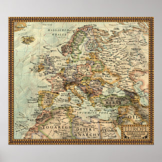 Pôster Mapa dos Estereótipos - Europa