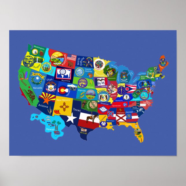Poster Mapa dos EUA (Frente)