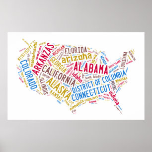 Poster Mapa dos EUA