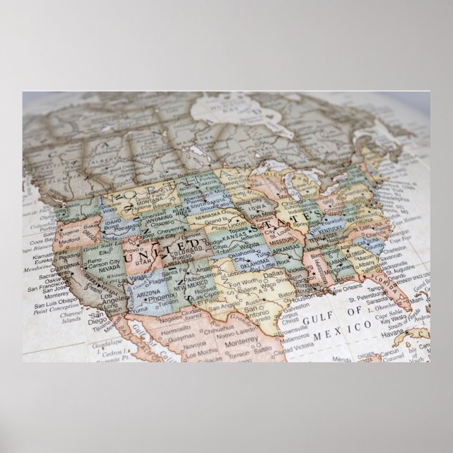 Poster Mapa dos EUA (Frente)