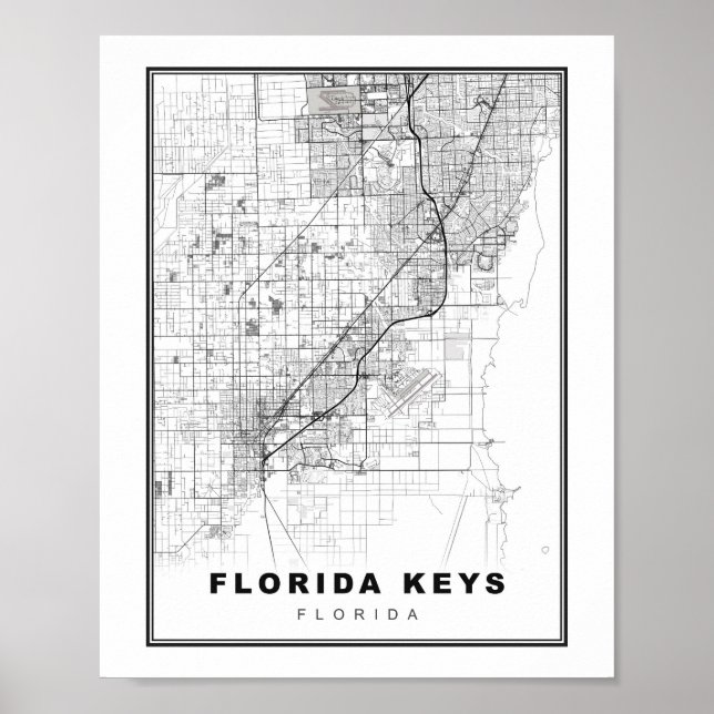 Poster Mapa dos Florida Keys (Frente)