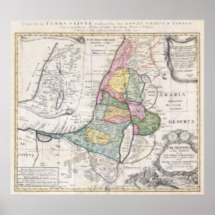 Poster Mapa dos Herdeiros Homann - 1750