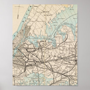 Poster Mapa dos reis, Queens, Long Island