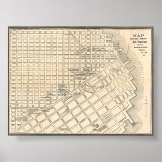 Poster Mapa Dourado Detalhado Vintage de São Francisco 18