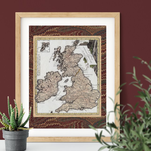 Poster Mapa Elegante da Grã-Bretanha e da Irlanda Excelen (Criador carregado)