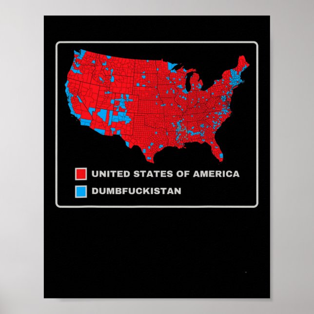 Poster Mapa Eleitoral 2024 Estados Unidos Da América Dumb (Frente)