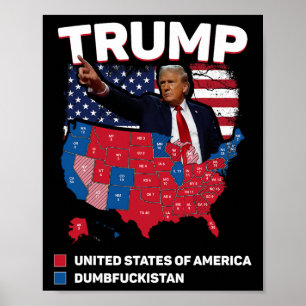 Poster Mapa Eleitoral 2024 Estados Unidos da América Dumb