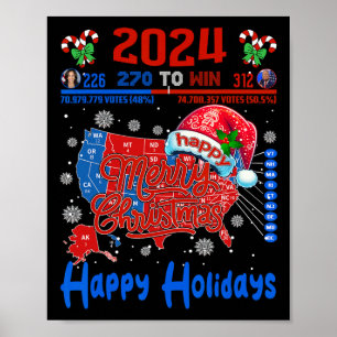 Poster Mapa Eleitoral 2024 Merry Christmas Trump Landslid