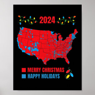 Poster Mapa Eleitoral 2024 Merry Christmas Trump Landslid