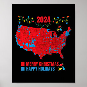 Poster Mapa Eleitoral 2024 Merry Christmas Trump Landslid
