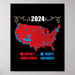 Poster Mapa Eleitoral 2024 Merry Christmas Trump Landslid