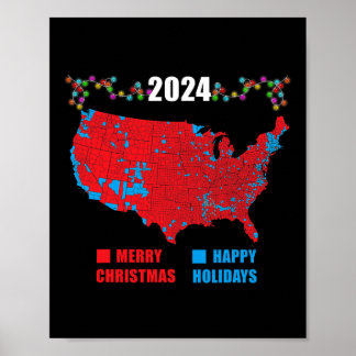 Poster Mapa Eleitoral 2024 Merry Christmas Trump Landslid