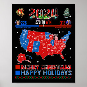 Poster Mapa Eleitoral 2024 Merry Christmas Trump Landslid