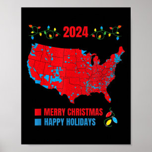 Poster Mapa Eleitoral 2024 Merry Christmas Trump Landslid