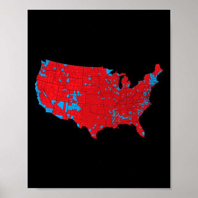 Poster Mapa Eleitoral 2024 Red Trump Vance Derrota Blue K (Frente)