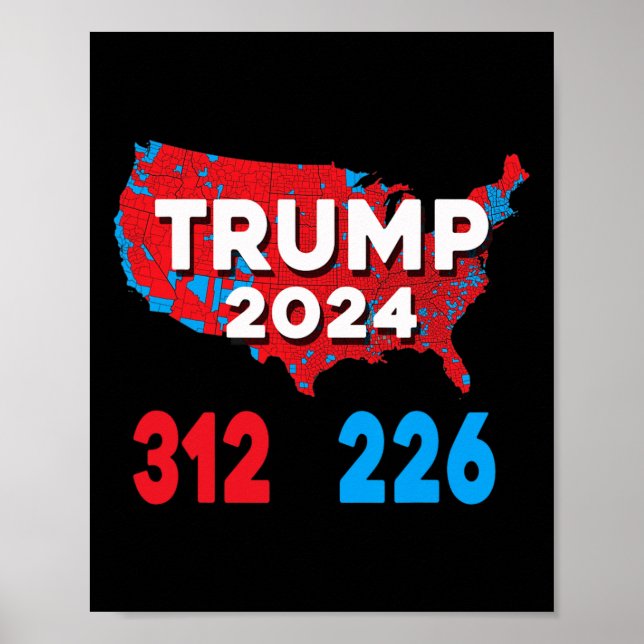 Poster Mapa Eleitoral 2024 Trump 312 Eleições Vermelhas 2 (Frente)