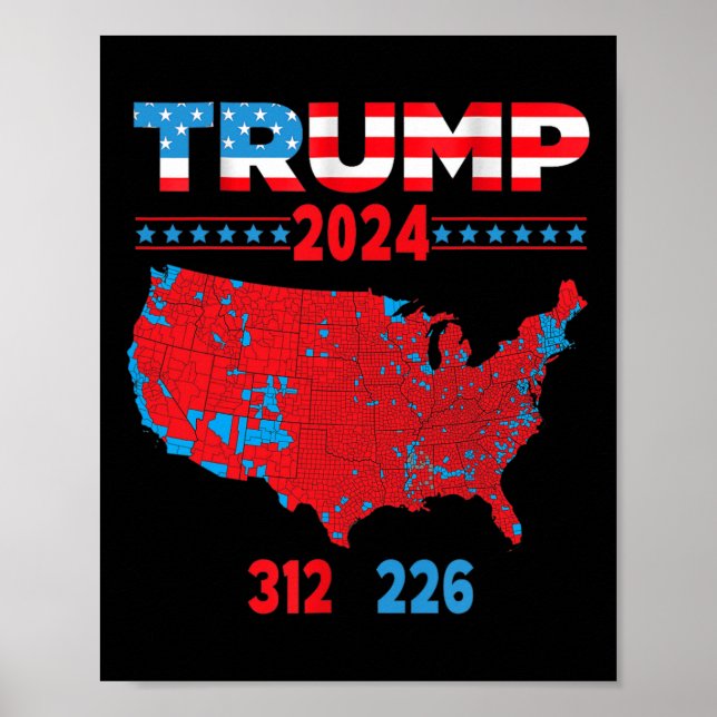 Poster Mapa Eleitoral 2024 Trump 312 Red 2024 Res Eleitor (Frente)