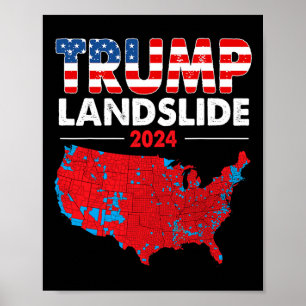 Poster Mapa Eleitoral 2024 Trump Deslizando Mães Vermelha
